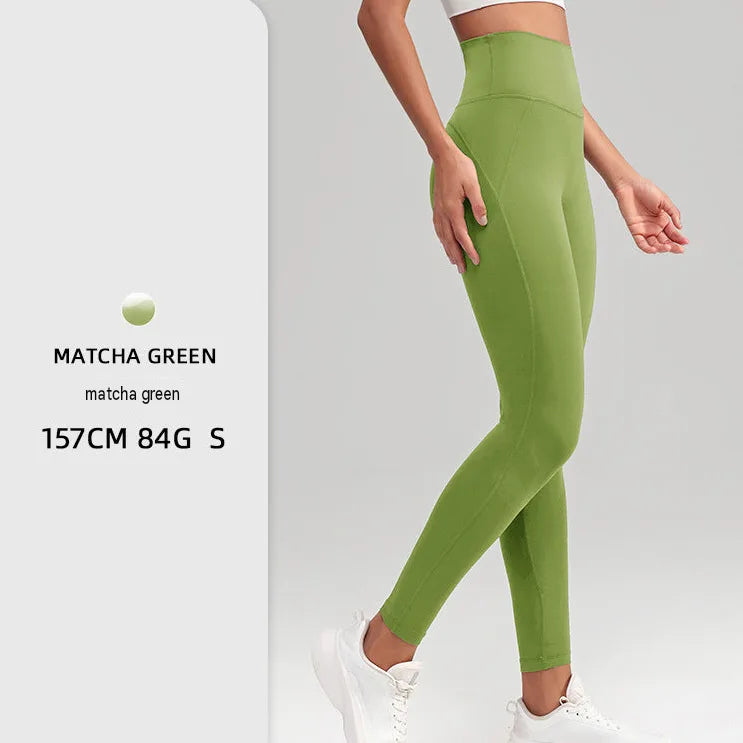 Naked Feel High-Waist Yoga Leggings Pocket Peach Hip Lift