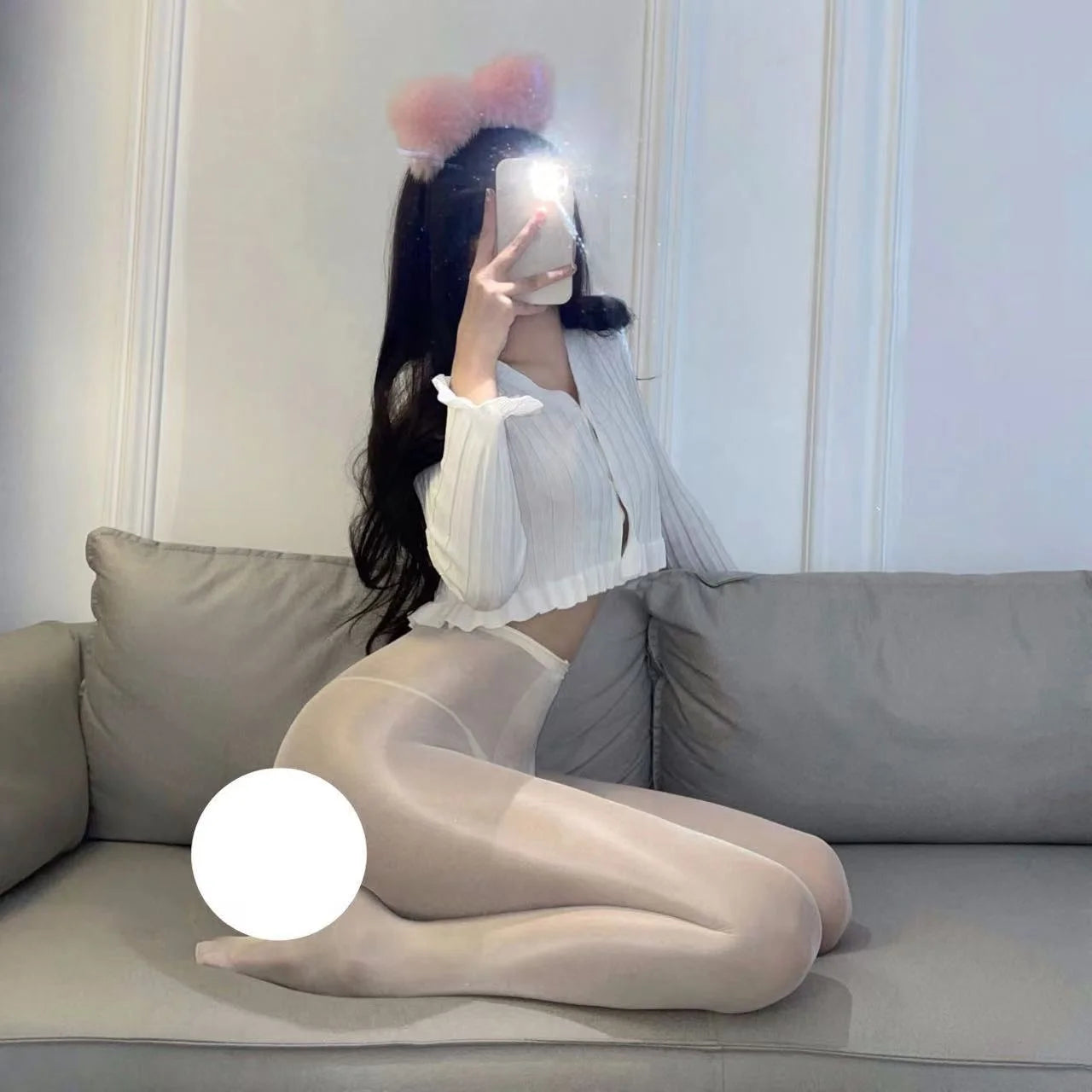 Oil Gloss Pantyhose Lingerie Open Crotch Stockings