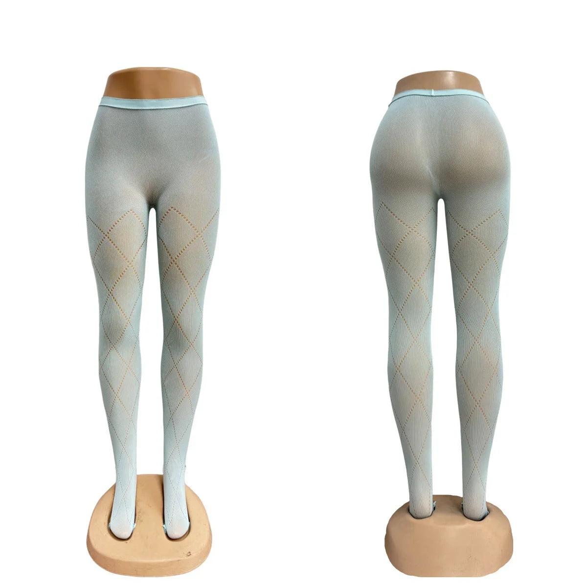 Grey Diamond Pattern Tights - Slimming High Elastic Pantyhose