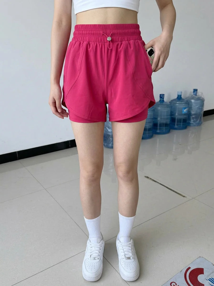 防走光运动短裤女款跑步专用外穿三分裤户外瑜伽健身热裤
