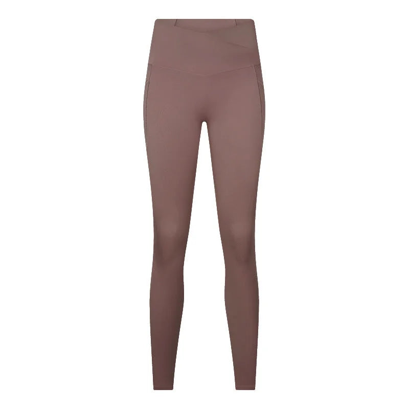 Cross-waist high-waisted seamless no-line high-stretch butt-lifting nine-quarter yoga leggings