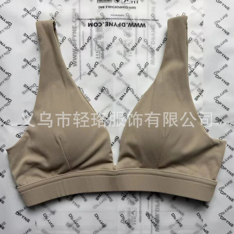 Deep V Push-Up Bra with Triangle Cups - Yoga Sports Bra