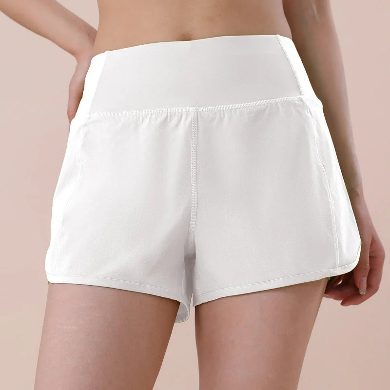High-waisted active shorts women summer breathable no-see-through running pants