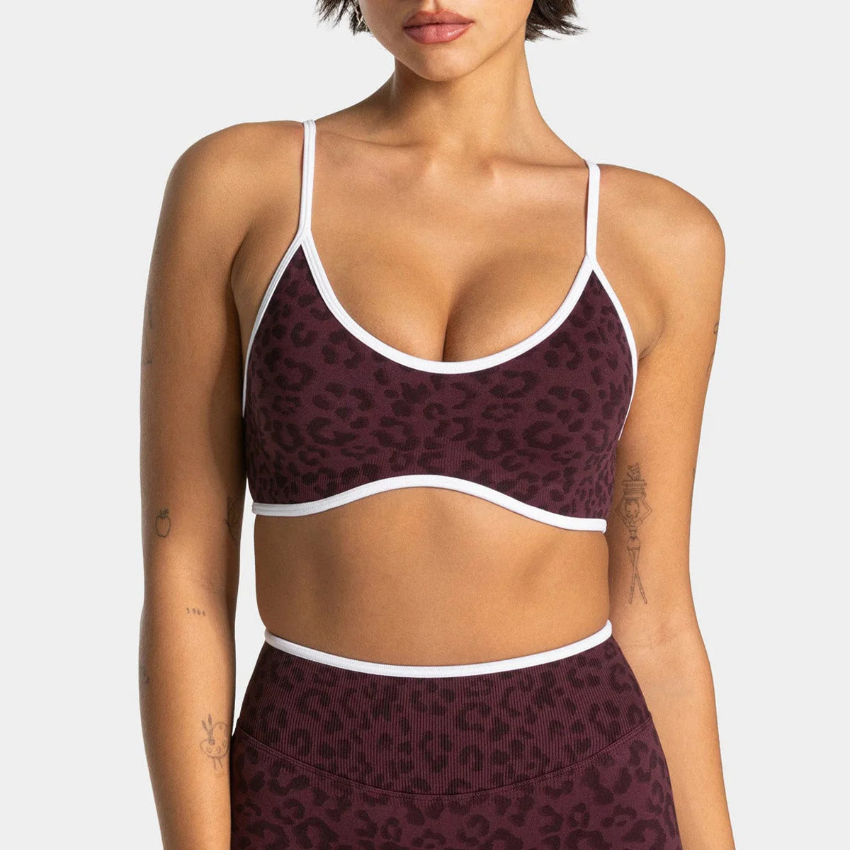 Leopard Print Sport Bra with Thin Straps