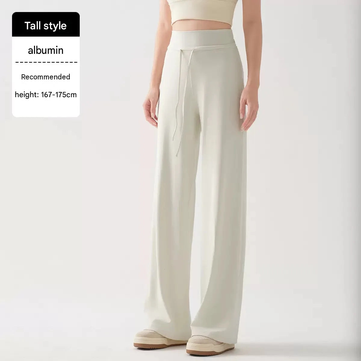 Nylon Spandex High-Waist Wide-Leg Yoga Pants Drawstring