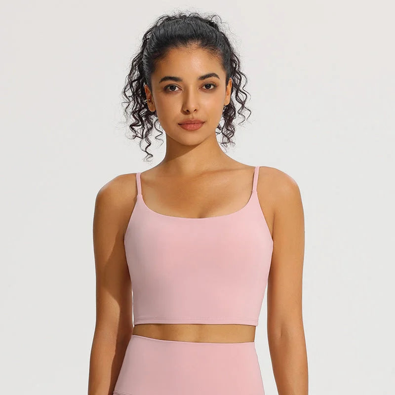 Nude Feel Yoga Camisole Top Padded Strappy Back Cami
