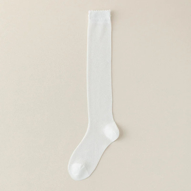 Sheer Knee High Stockings - Glossy Thin Summer Socks
