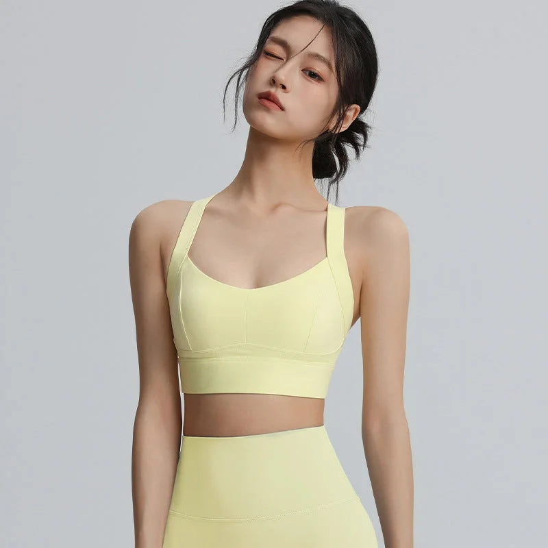 Crisscross Back Sports Bra - Shockproof Support Bra for Yoga & Gym