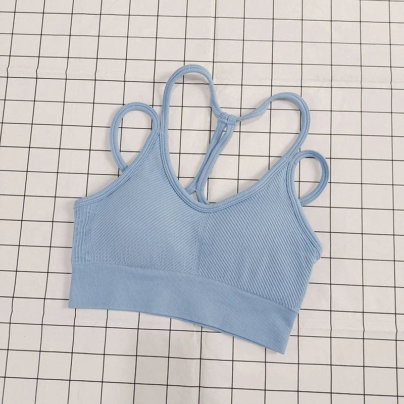 Nude feel sport bra with crisscross back