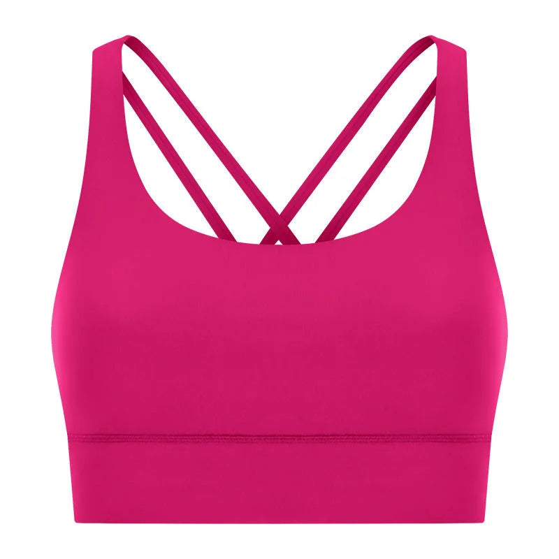 Crossback Sports Bra Matte Texture Wireless Support