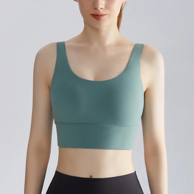 U-Back Fixed Cup Sports Bra - Seamless Support for Running Yoga & Fitness