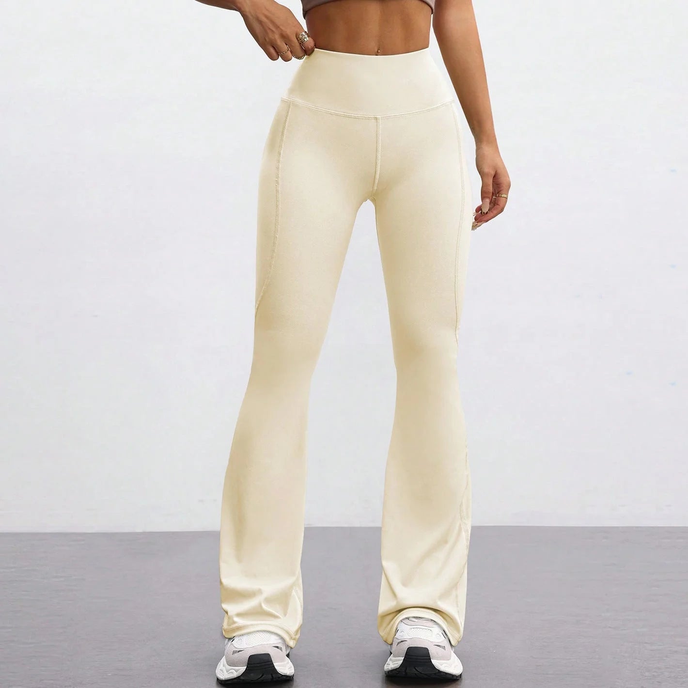 High Waisted Flared Yoga Pants Butt Lifting Naked Feel Stretch Quick Dry