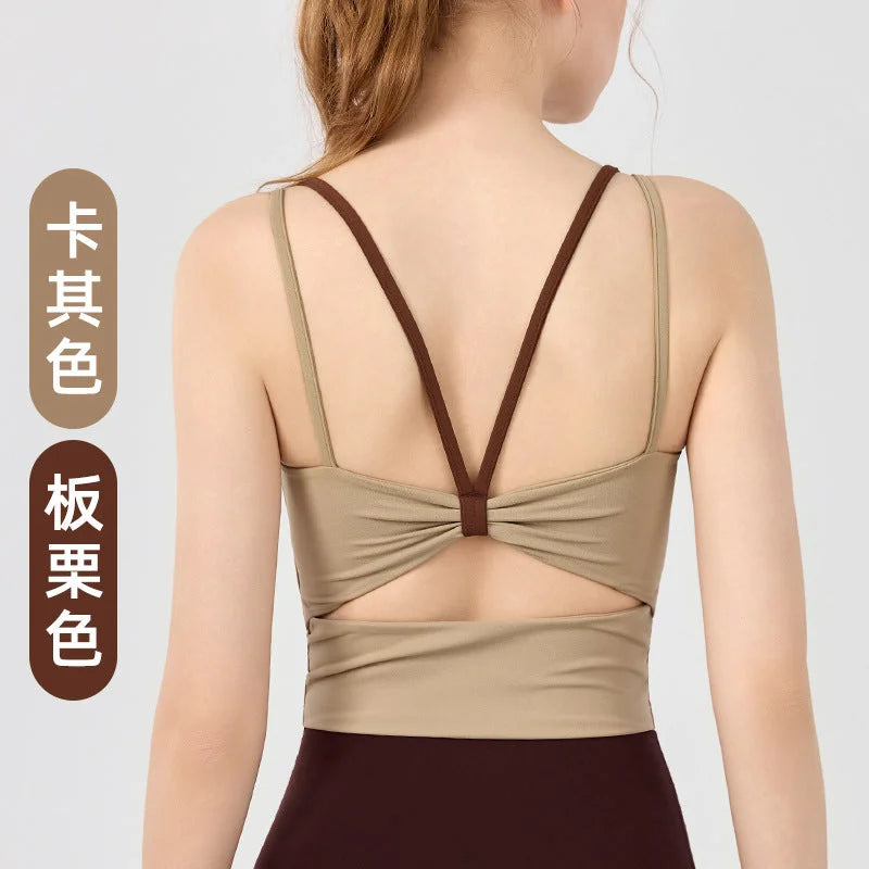 Butterfly Strappy Yoga Camisole with Fixed Bra Pads