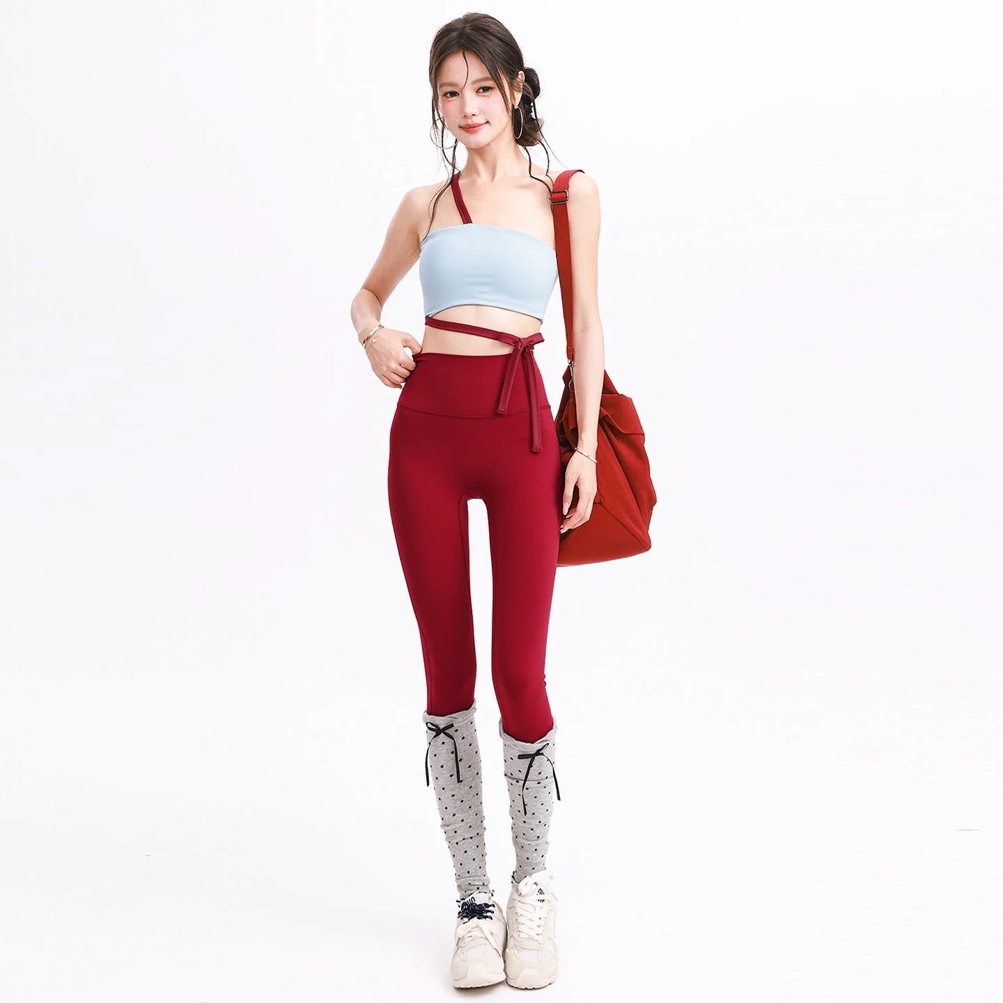 Design Strap Sports Bra & High-Waist Leggings Set - Padded Athletic Lingerie