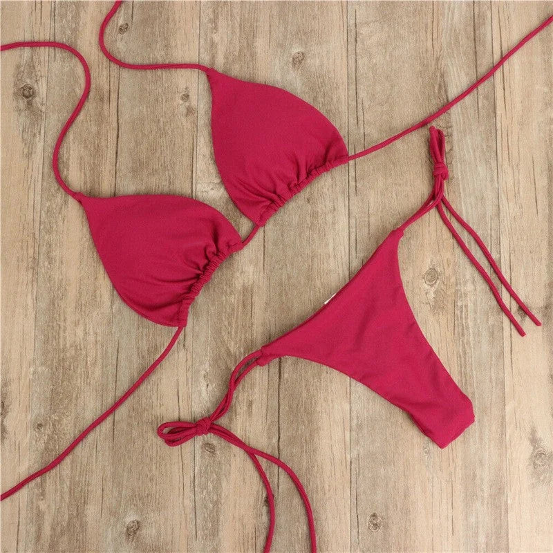 sexy adjustable tie bikini with padded cups