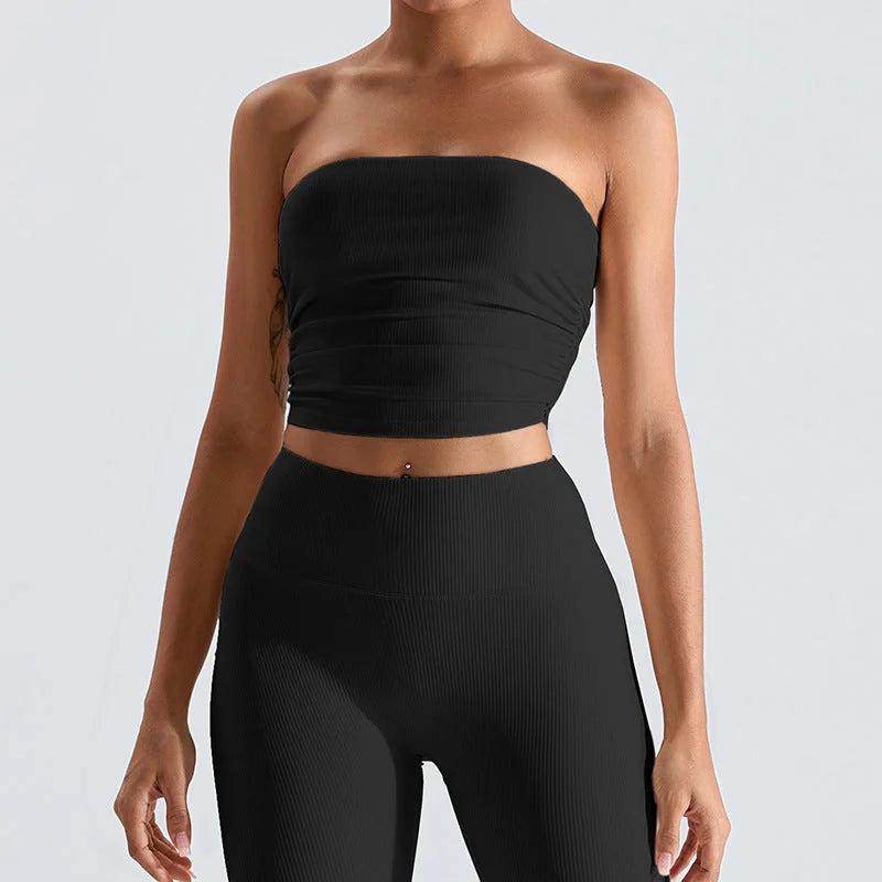 Fast-Dry Ruched Backless Tube Yoga Top