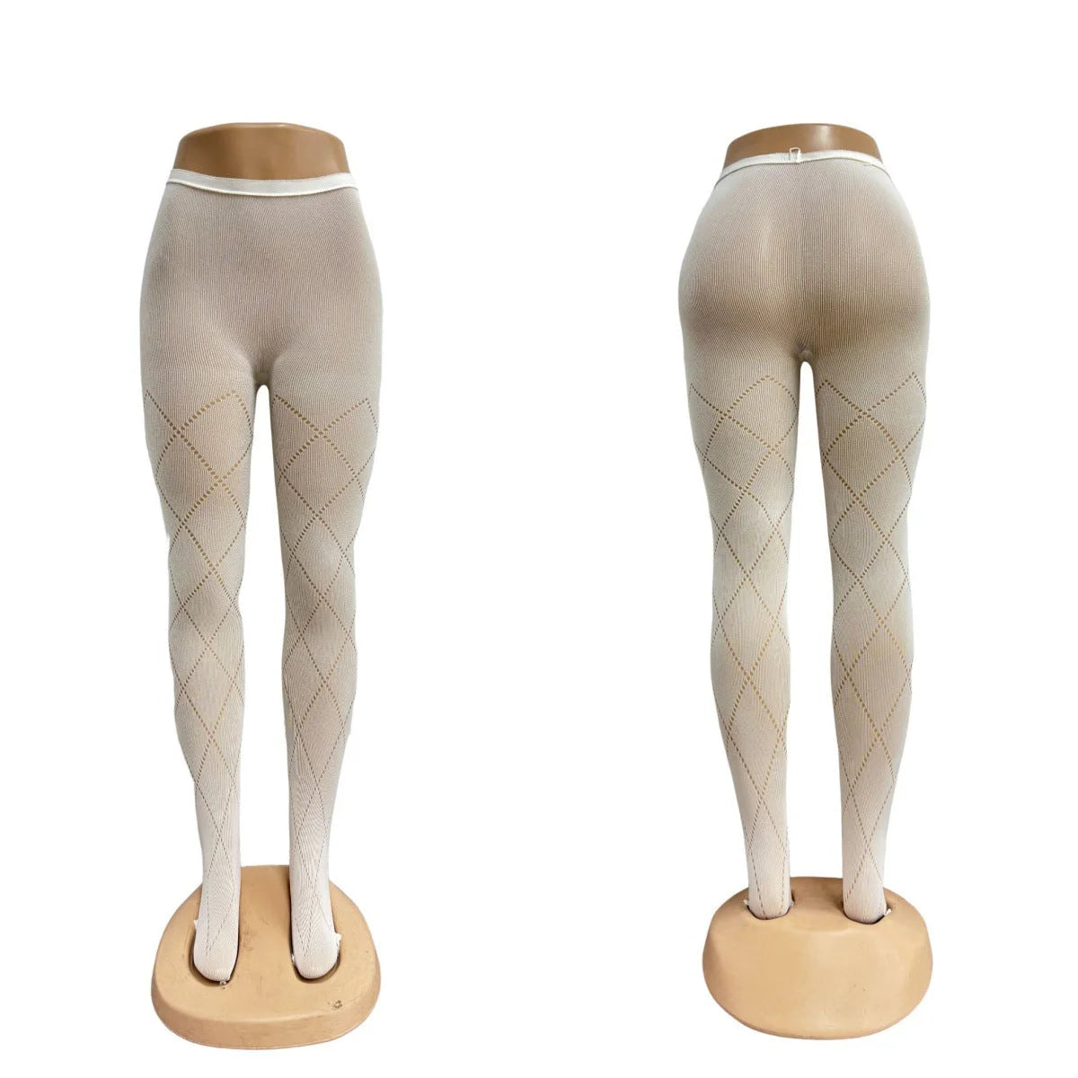 Grey Diamond Pattern Tights - Slimming High Elastic Pantyhose