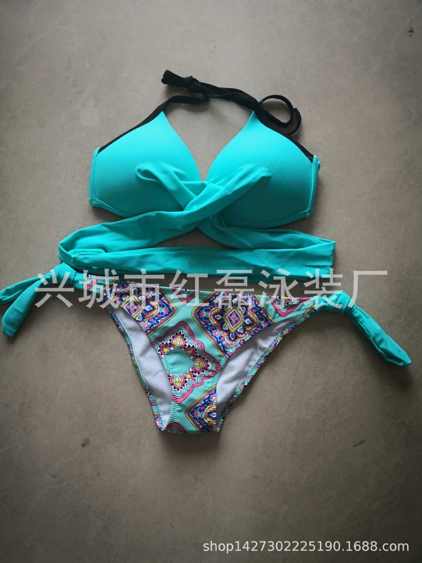 Cross Front Bandeau Bikini Set - Candy Colours High Waisted