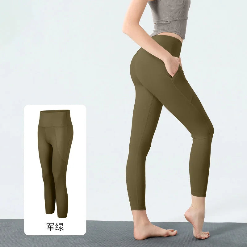 High Waist 7/8 Yoga Leggings with Pocket Detail
