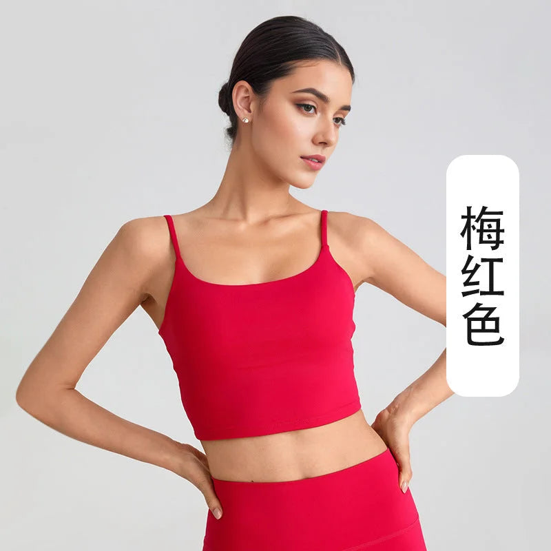 Square Neck Cami Yoga Bra With Built-in Pad