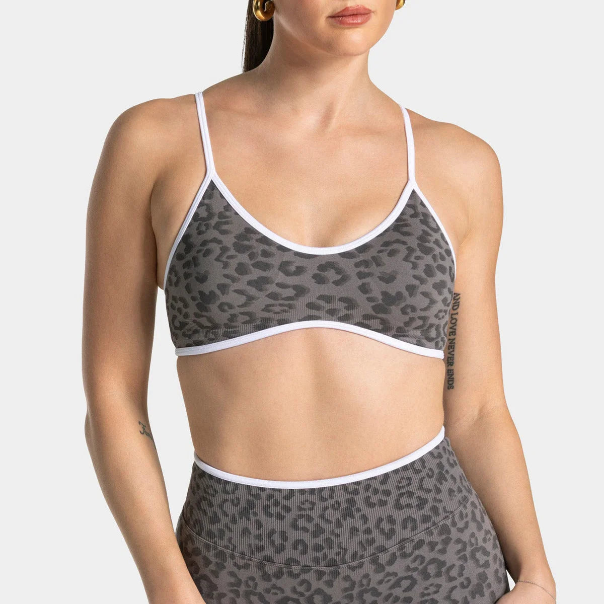 Leopard Print Sport Bra with Thin Straps