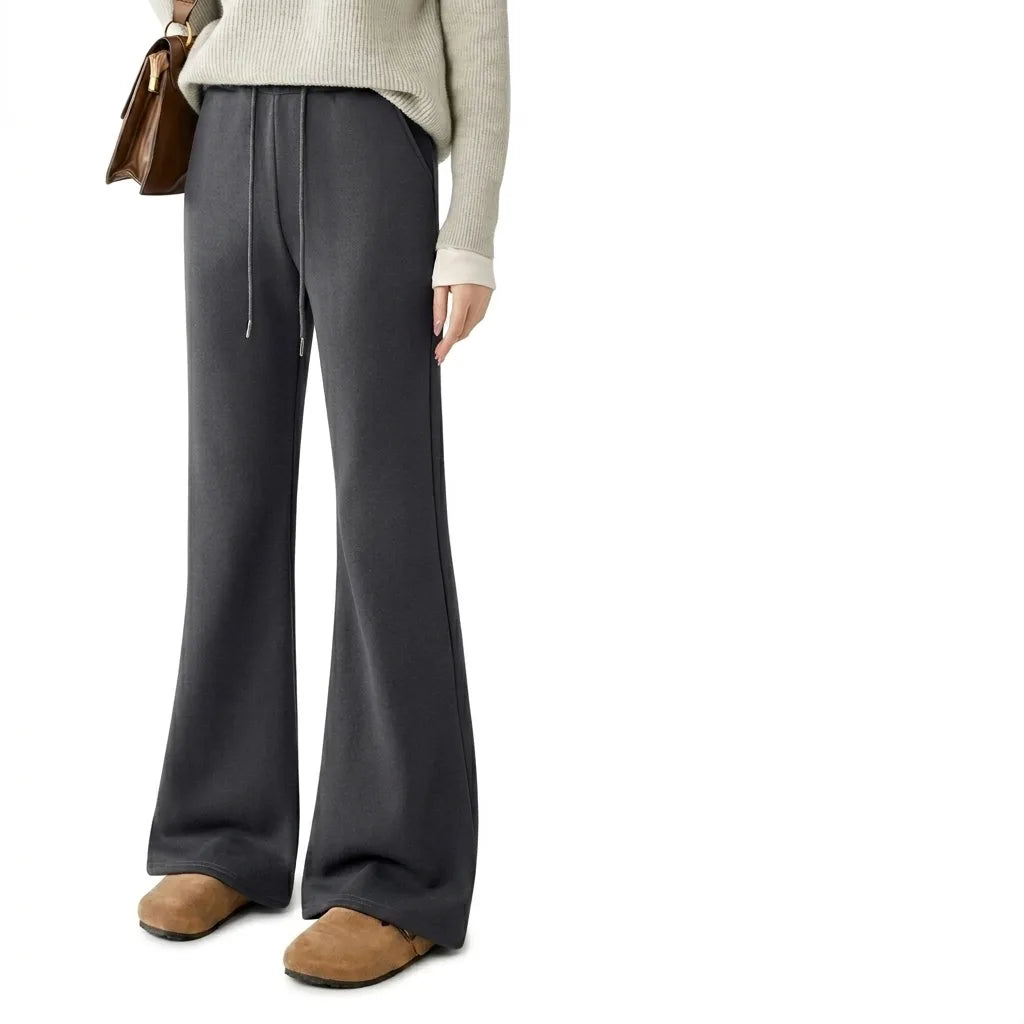 Cool Lyocell High-Waist Micro-Flare Wide-Leg Pants