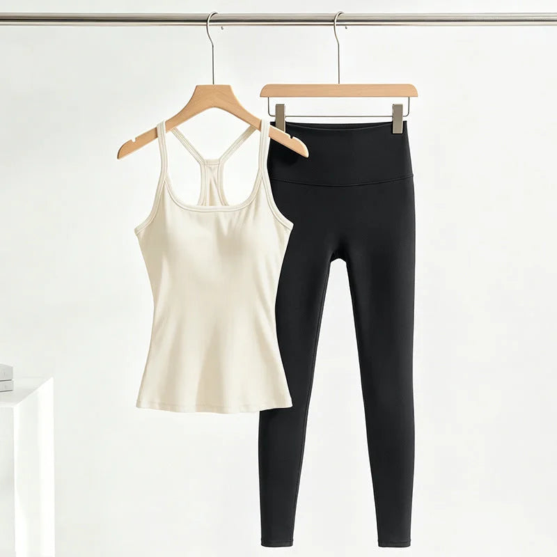 Crisscross Back Padded Tank Top with Removable Cups - Breathable Yoga Cami