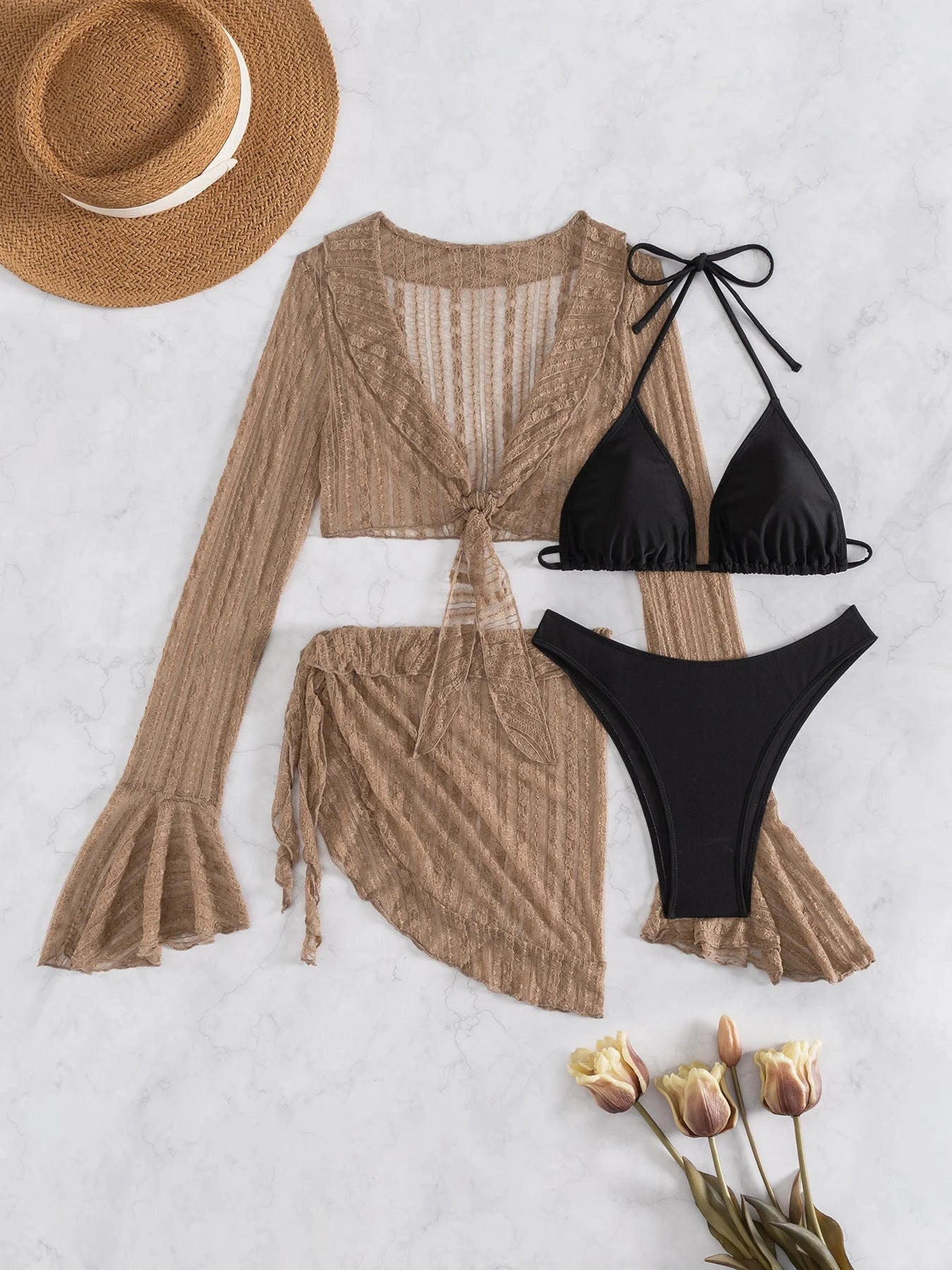 Mesh Wrap Bikini Set