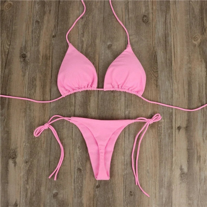 sexy adjustable tie bikini with padded cups