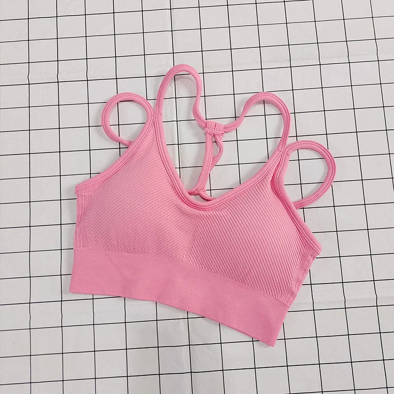 Nude feel sport bra with crisscross back