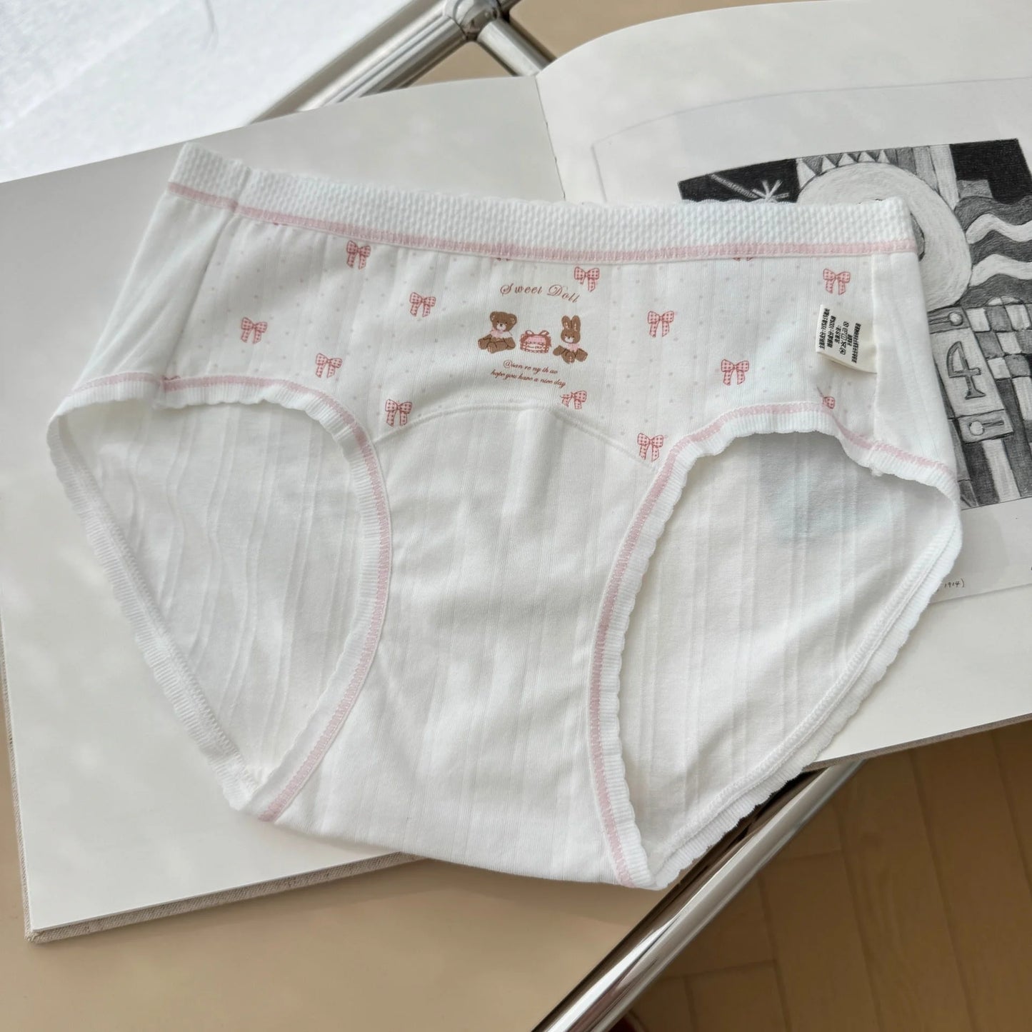 Women's Cotton Mid-Waist Panties with Extended Gusset