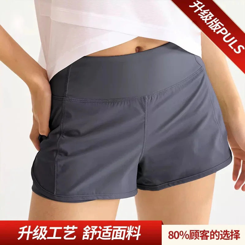 High-waisted active shorts women summer breathable no-see-through running pants