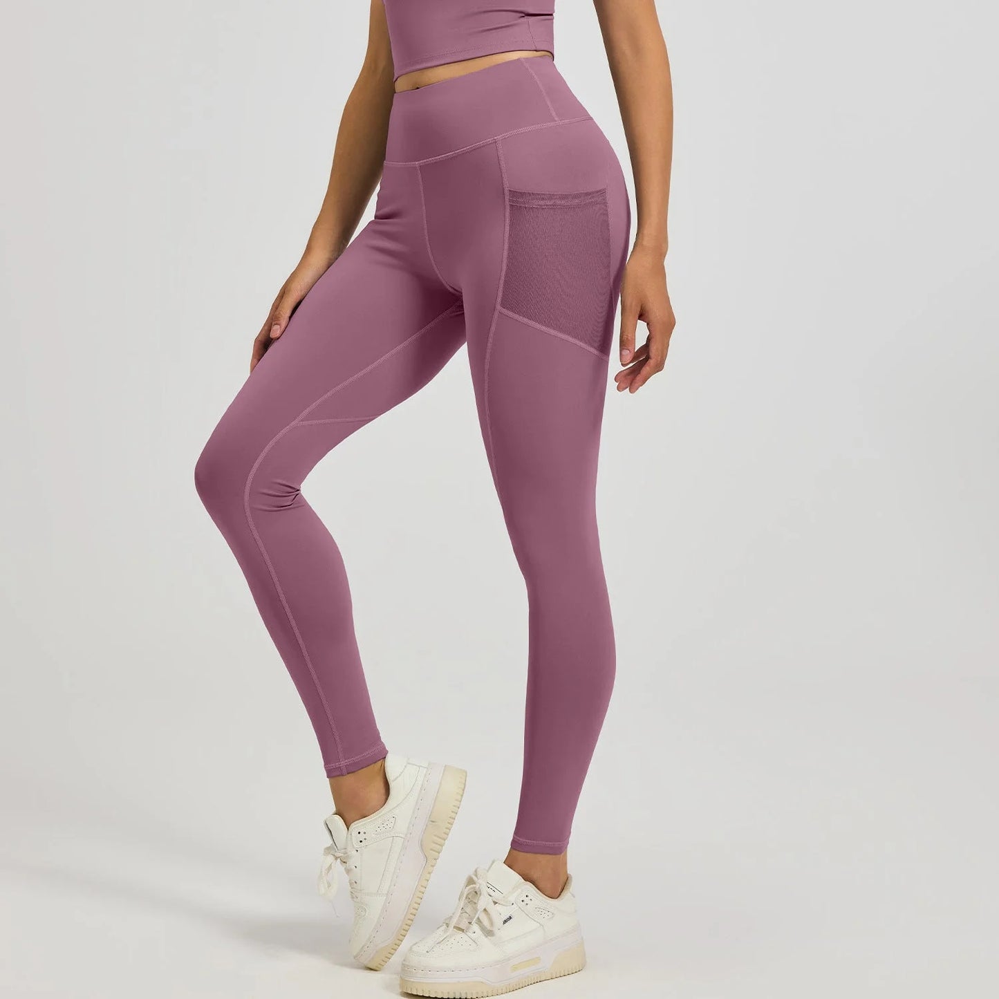 high-waisted butt-lifting yoga leggings with breathable mesh side pockets