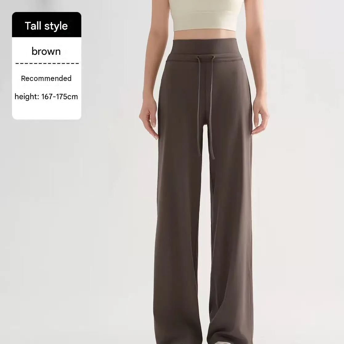 Nylon Spandex High-Waist Wide-Leg Yoga Pants Drawstring