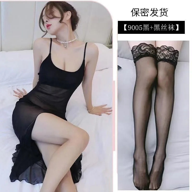 Sheer Slit Open Back Cami Mini Dress - Sensual Nightwear for Lingerie Lovers