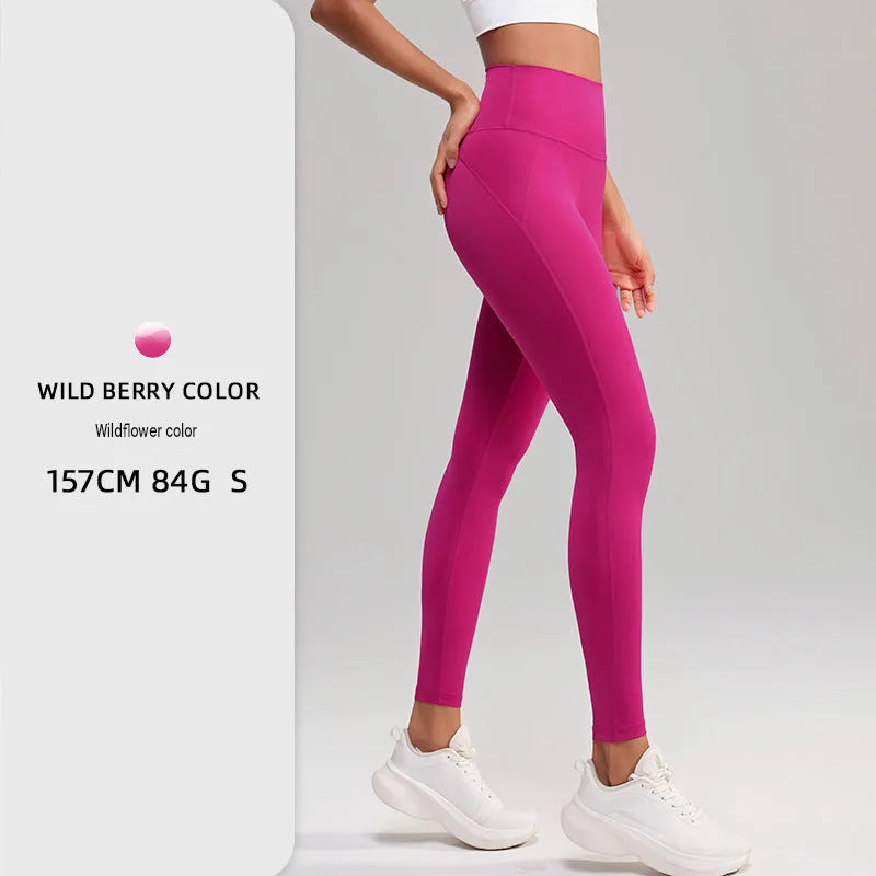 Naked Feel High-Waist Yoga Leggings Pocket Peach Hip Lift