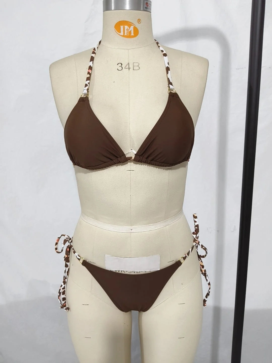 deep v neck bikini with side tie and backless design