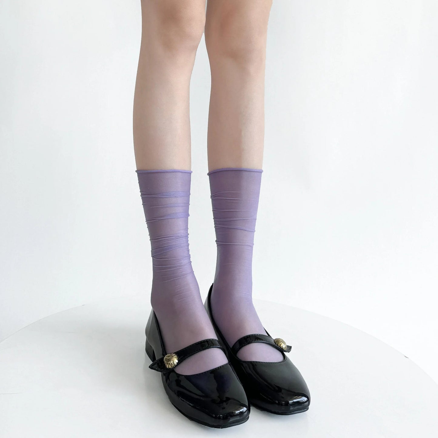 Sheer Ballet Ruched Leg Socks - Breathable Thin Summer Socks