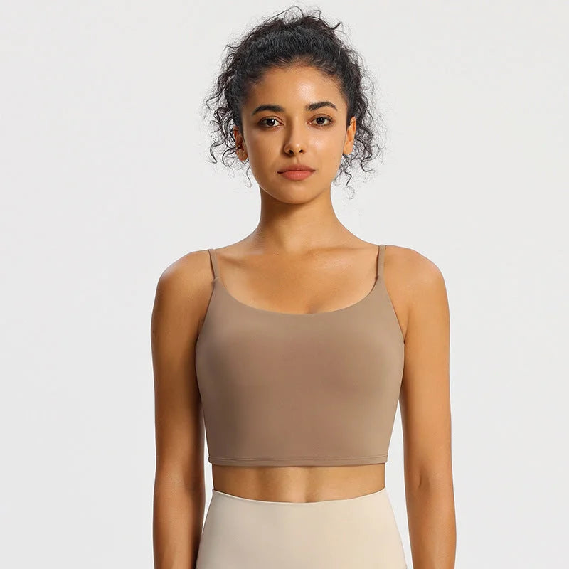 Nude Feel Yoga Camisole Top Padded Strappy Back Cami