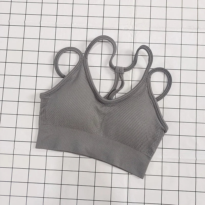 Nude feel sport bra with crisscross back