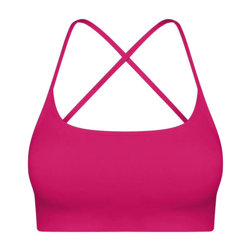 Cross Back Padded Sports Bra - Medium Impact Support