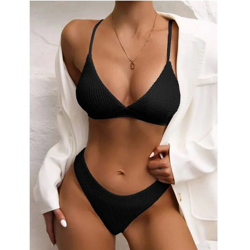 ribbed bikini swimsuit set