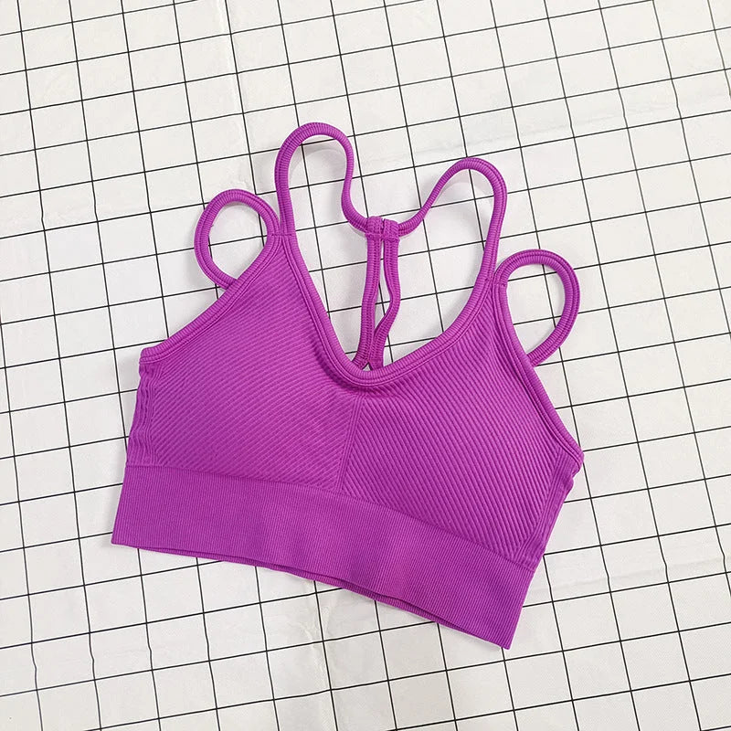 Nude feel sport bra with crisscross back
