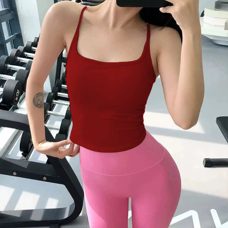 Korean Style Fitness Yoga Vest with Built-in Bra and Shockproof Padding