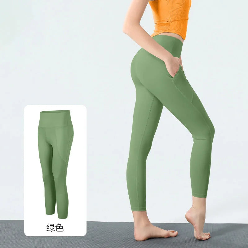 High Waist 7/8 Yoga Leggings with Pocket Detail