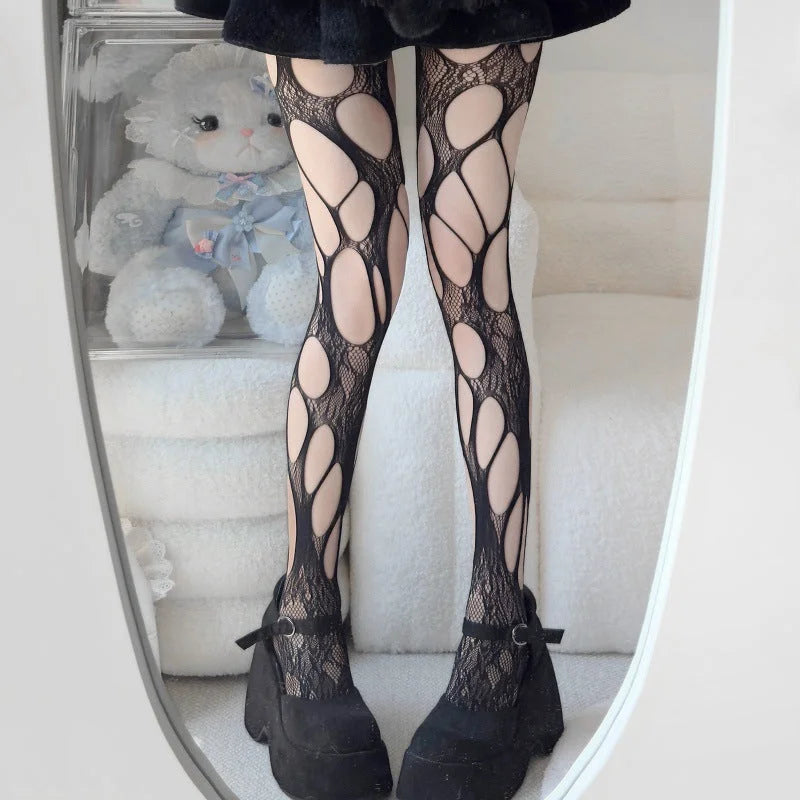 Lace Floral Mesh Tights - Sheer Patterned Pantyhose for Women