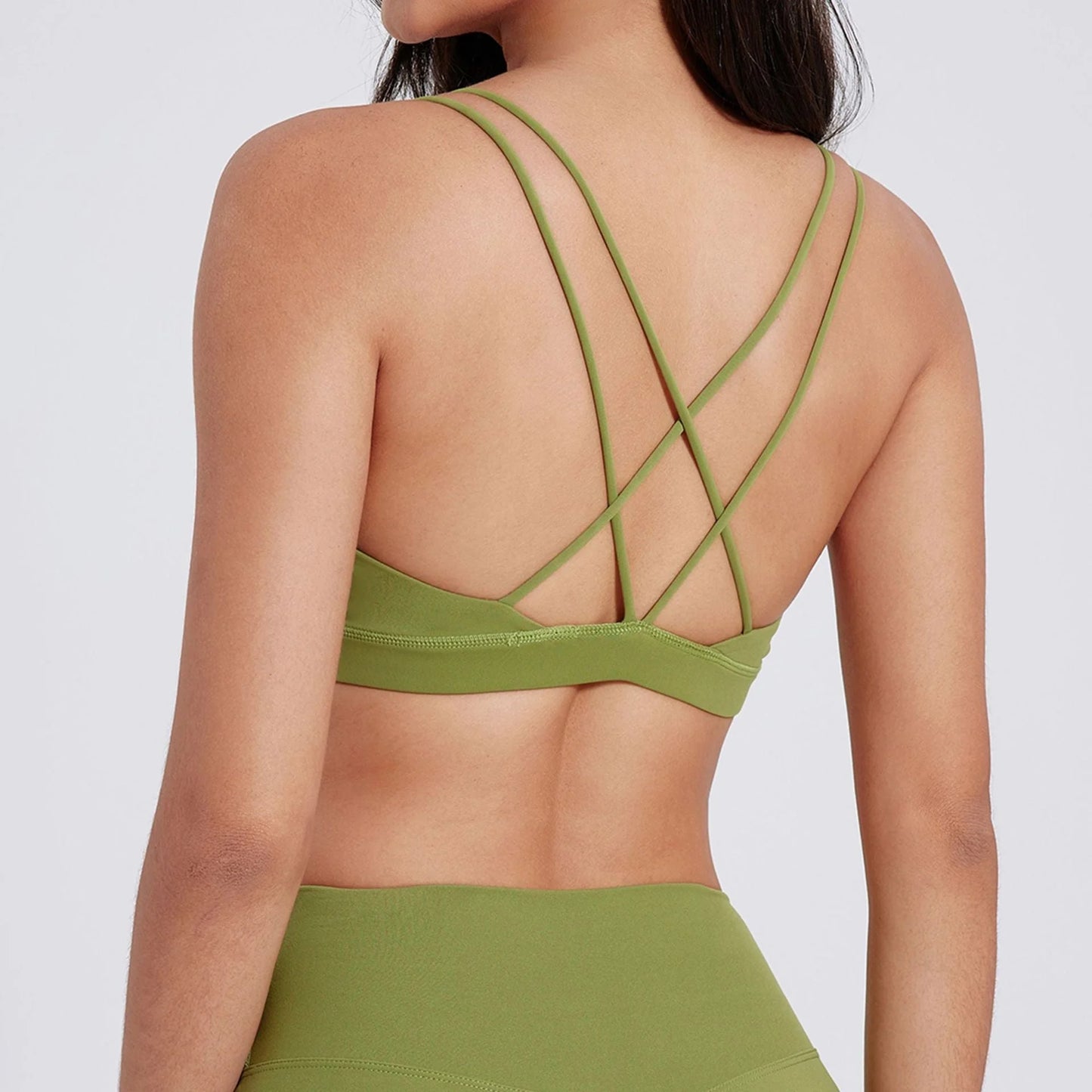 Bare Feel Cross-Back Sports Bra: Breathable Yoga Crop with Supportive Straps