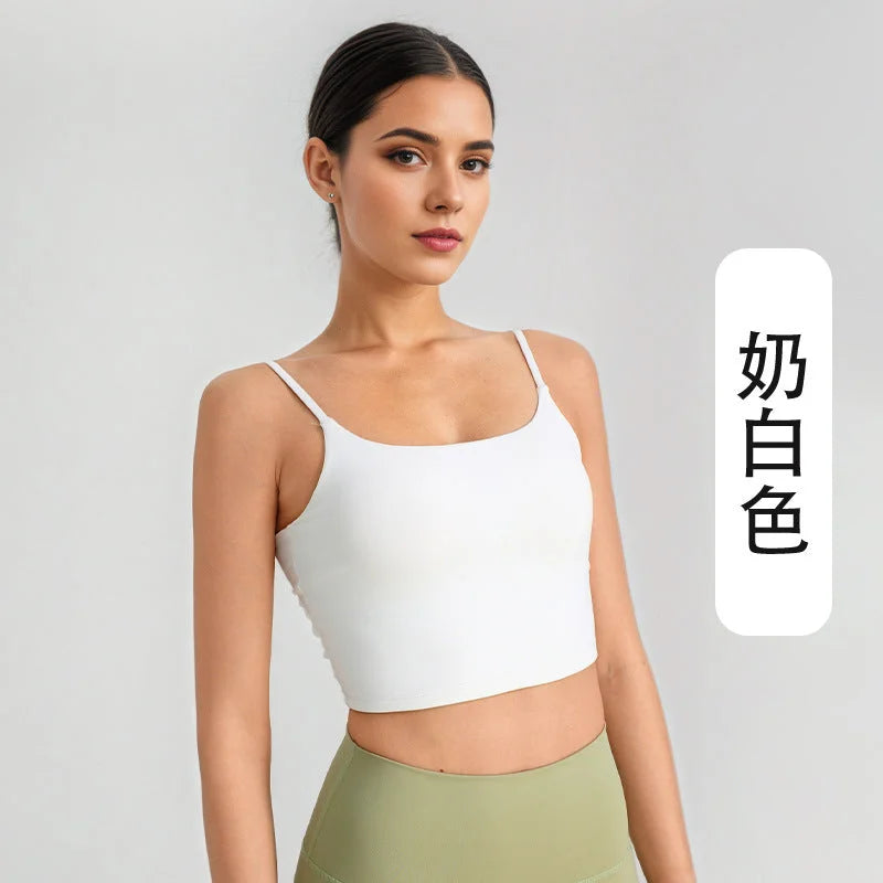 Square Neck Cami Yoga Bra With Built-in Pad