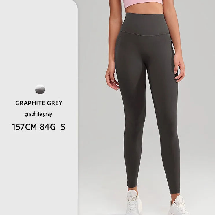Naked Feel High-Waist Yoga Leggings Pocket Peach Hip Lift