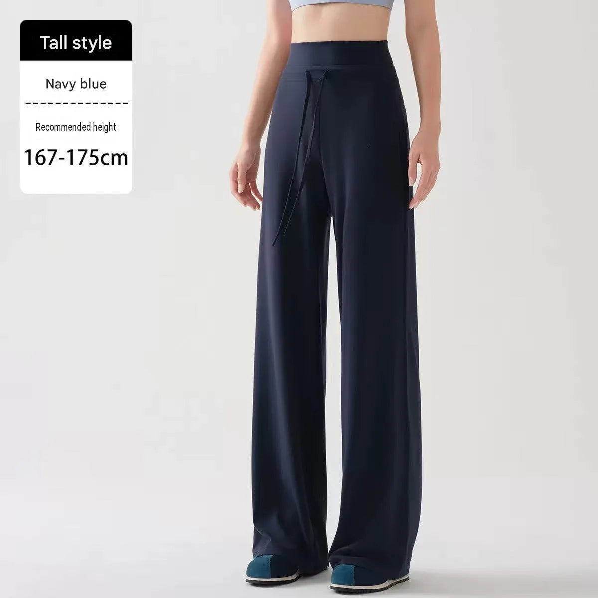 Nylon Spandex High-Waist Wide-Leg Yoga Pants Drawstring